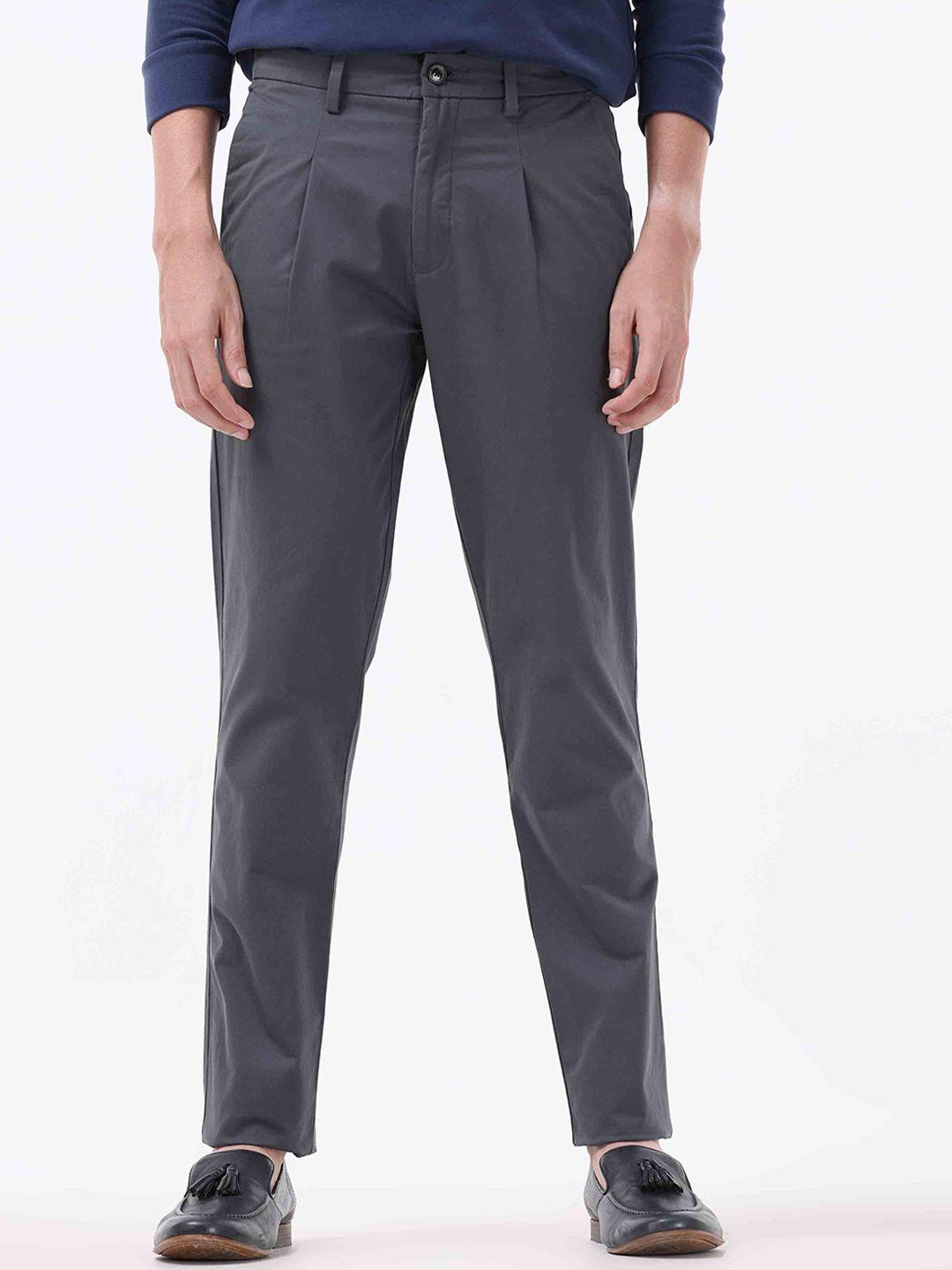 tailoraedge men tailored slim fit pleated cotton trousers