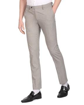 tailored fit flat-front trousers
