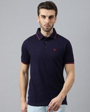 tailored fit polo t-shirt with ribbed hem