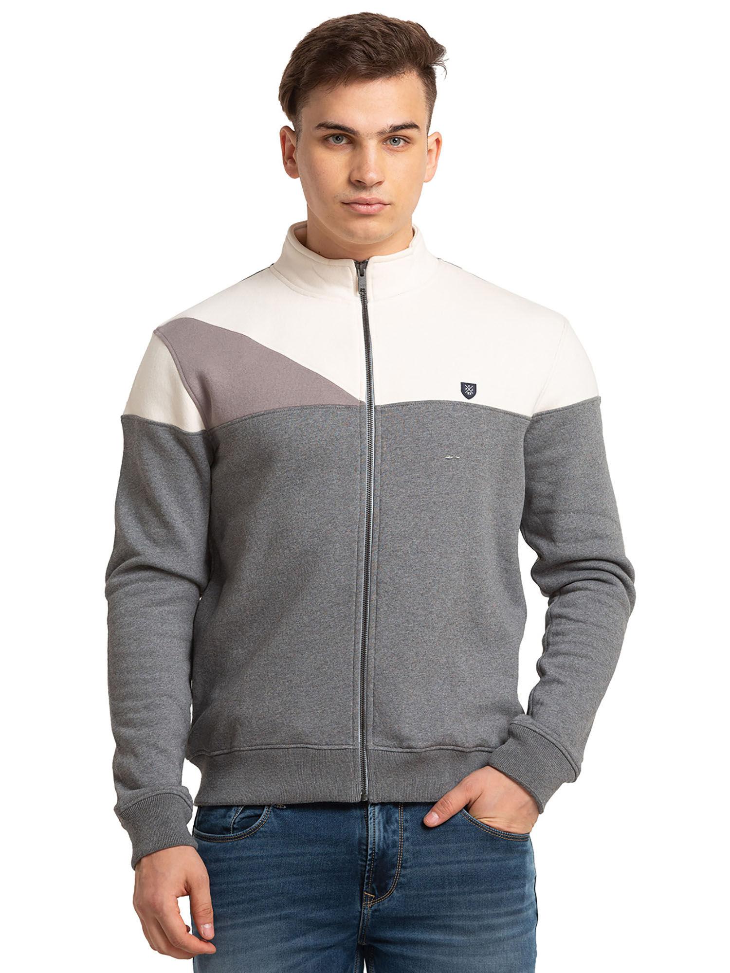 tailored fit colorblock dark grey sweatshirt