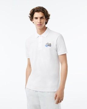 tailored fit cotton pique l.12.12 badge detail polo t-shirt