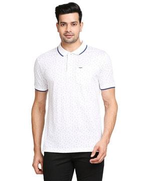 tailored fit micro print polo t-shirt