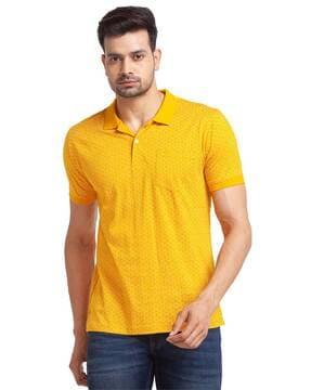 tailored fit micro print polo t-shirt