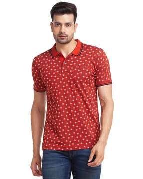 tailored fit micro print polo t-shirt