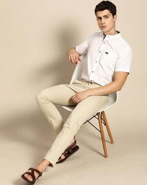 tailored fit shirt with band collar