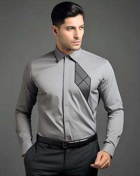 tailored fit shirt with contrast panel