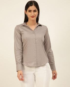 tailored fit shirt with cuffed sleeves