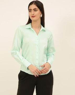 tailored fit shirt with cuffed sleeves