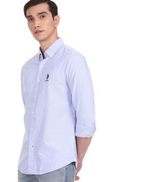 tailored fit shirt with logo embroidery