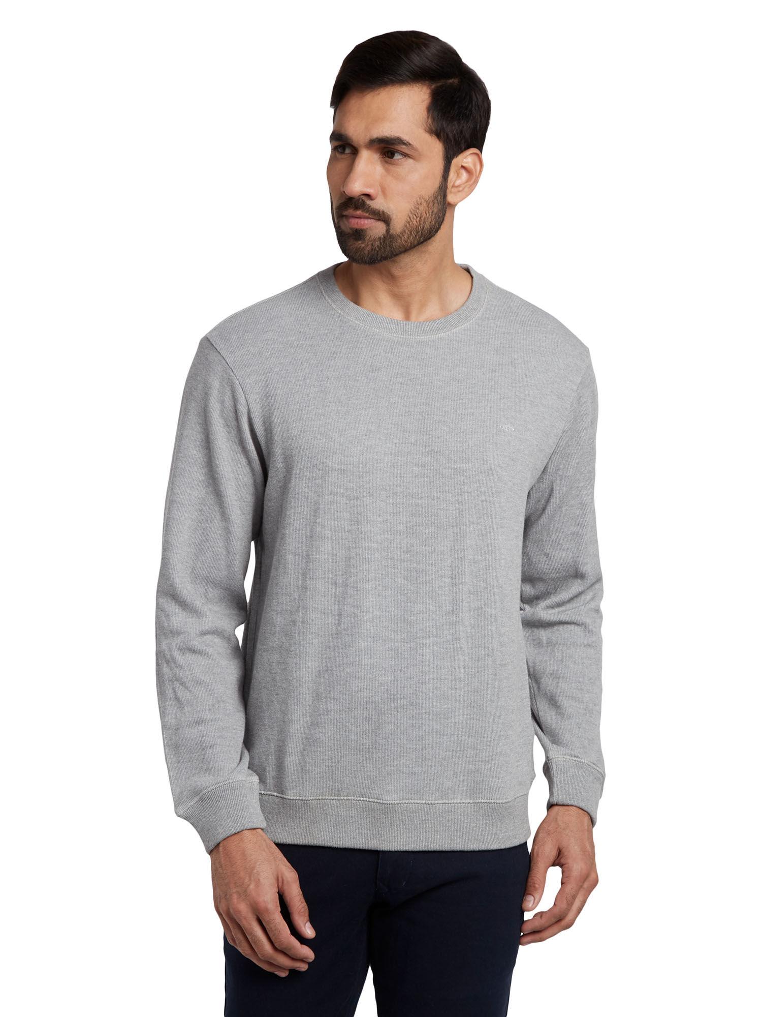 tailored fit solid light grey sweatshirt