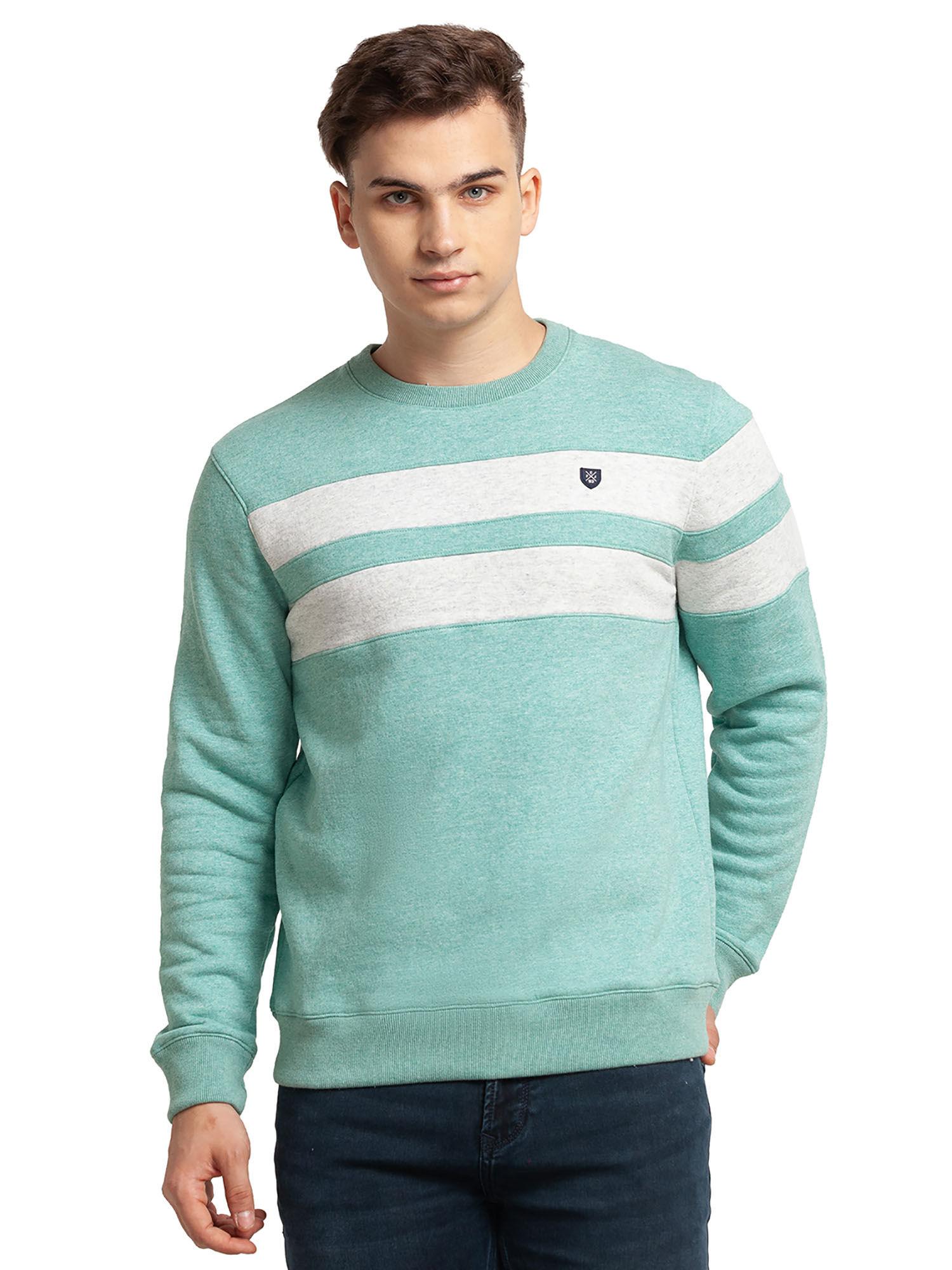 tailored fit striped medium green sweatshirt