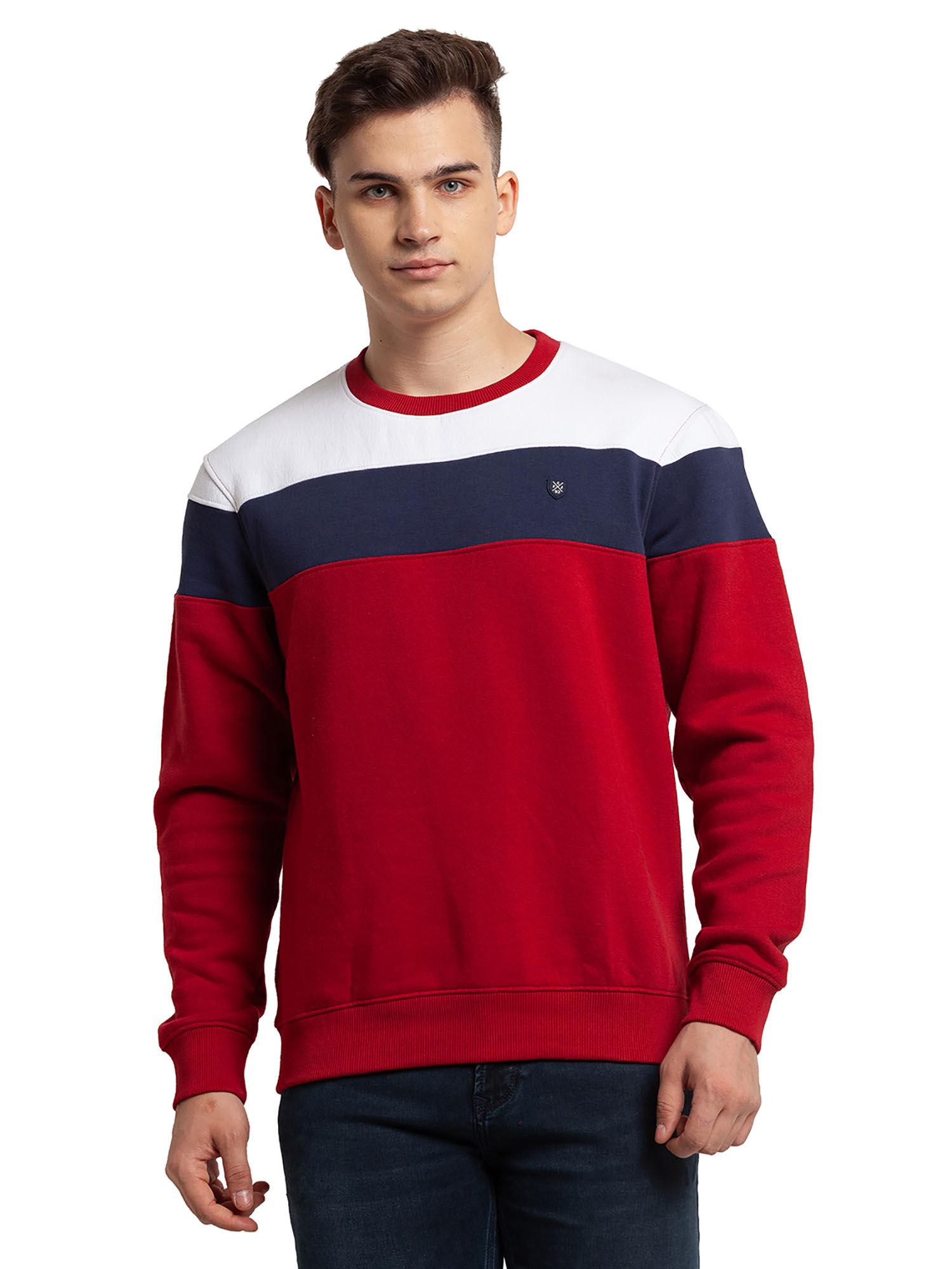 tailored fit striped medium red sweatshirt