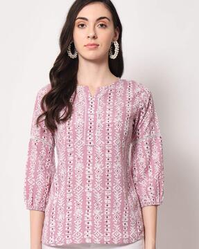 tailored fit tunic with 3/4th sleeves