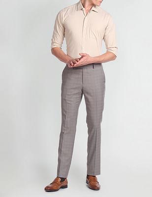 tailored regular fit check formal trousers