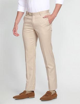 tailored regular fit solid formal trousers