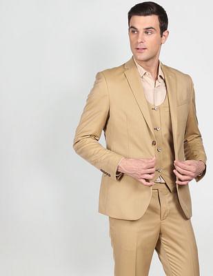tailored regular fit solid three piece suit