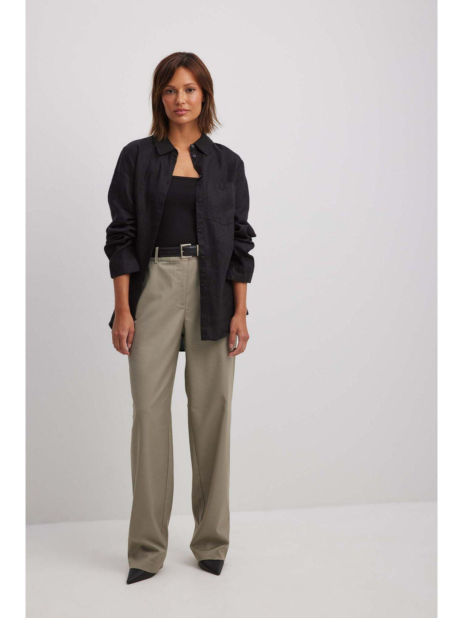 tailored straight leg suit pants greige