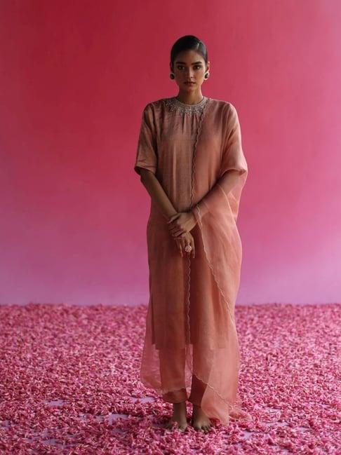 taisha rose gold raas manjari the first blossom kurta with pant and dupatta