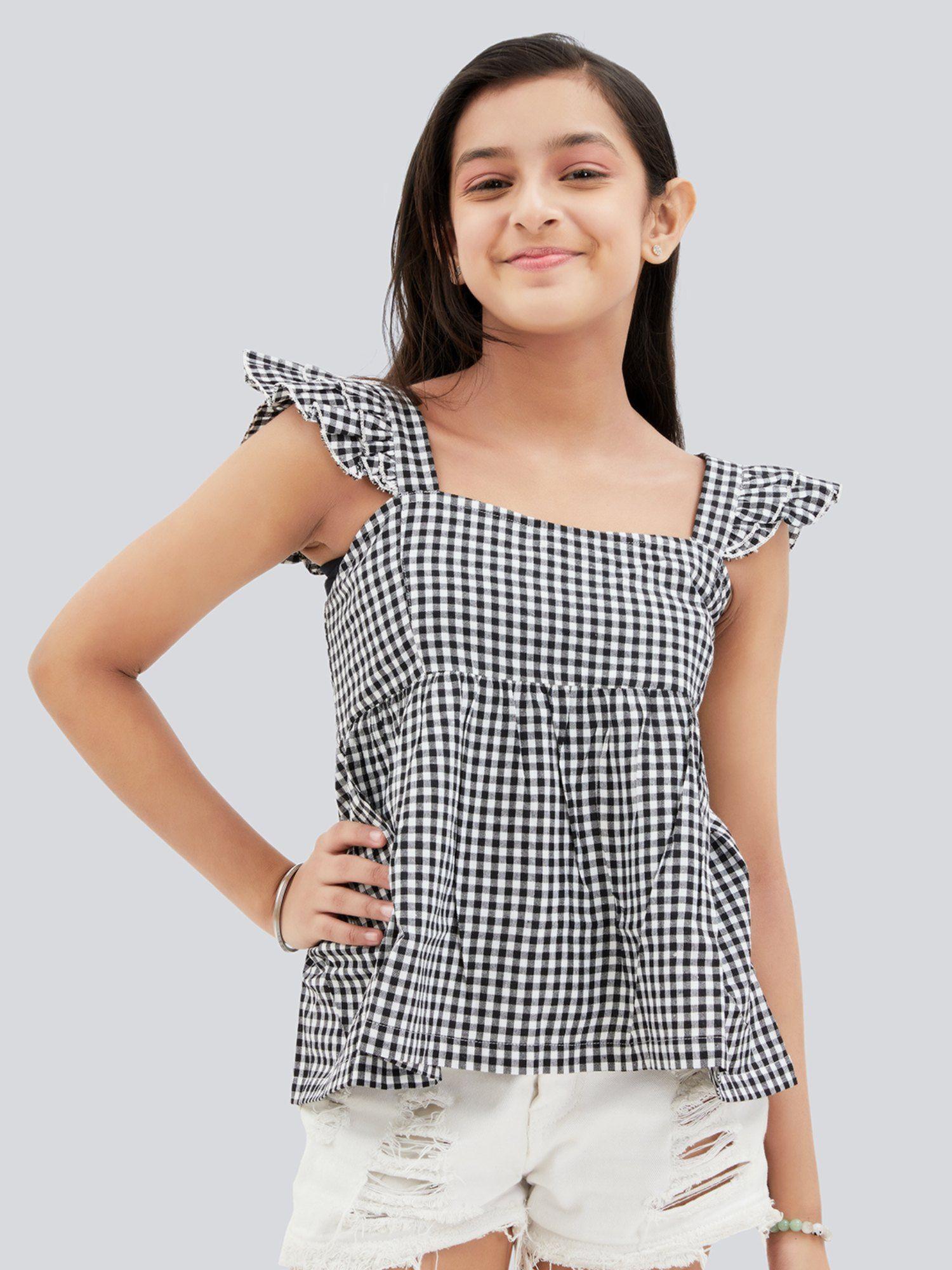takila top - black and white cotton gingham