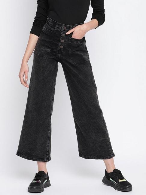 tales-&-stories-black-flared-fit-jeans