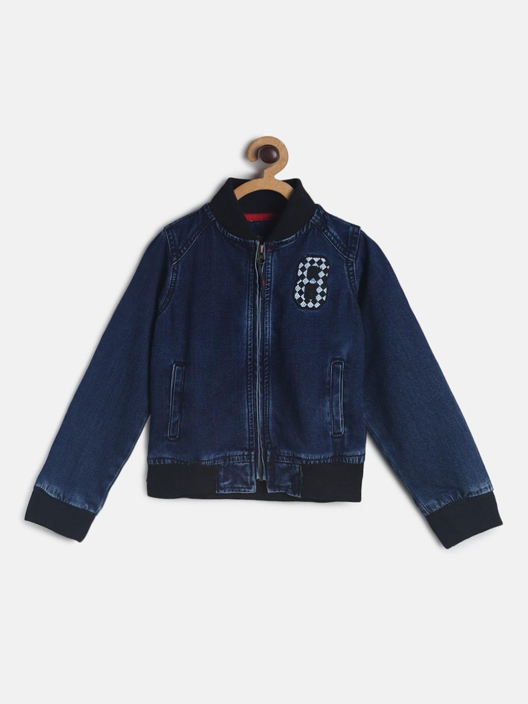 tales & stories boys blue lightweight bomber with patchwork jacket