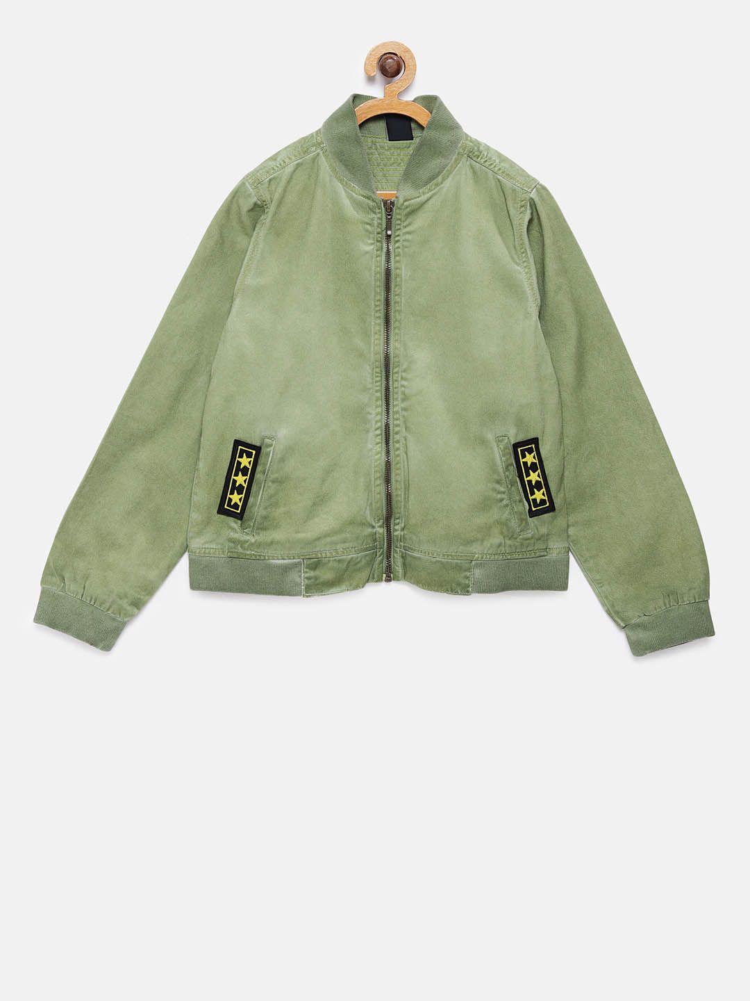 tales & stories boys green solid lightweight bomber
