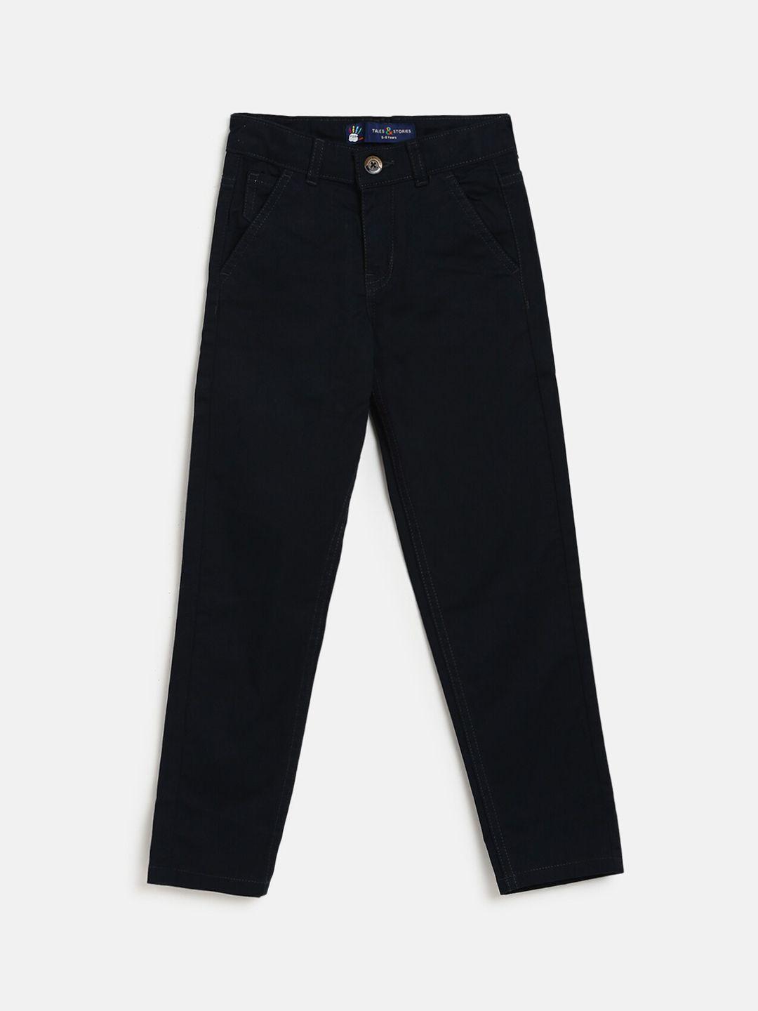 tales & stories boys navy blue slim fit chinos trouser