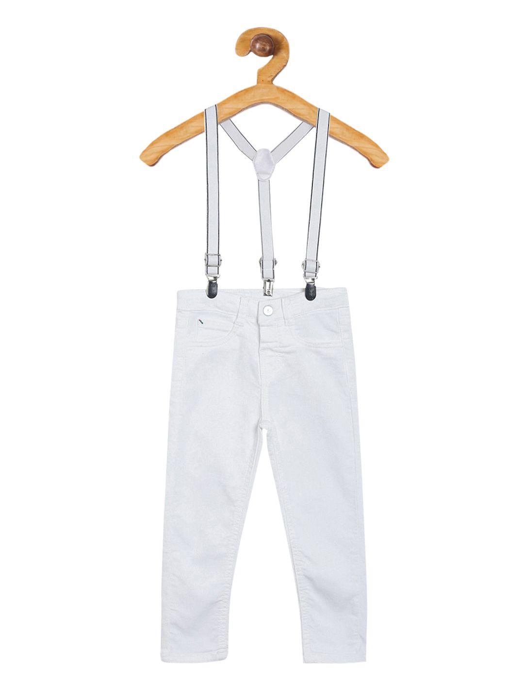 tales & stories boys white regular fit solid regular trousers