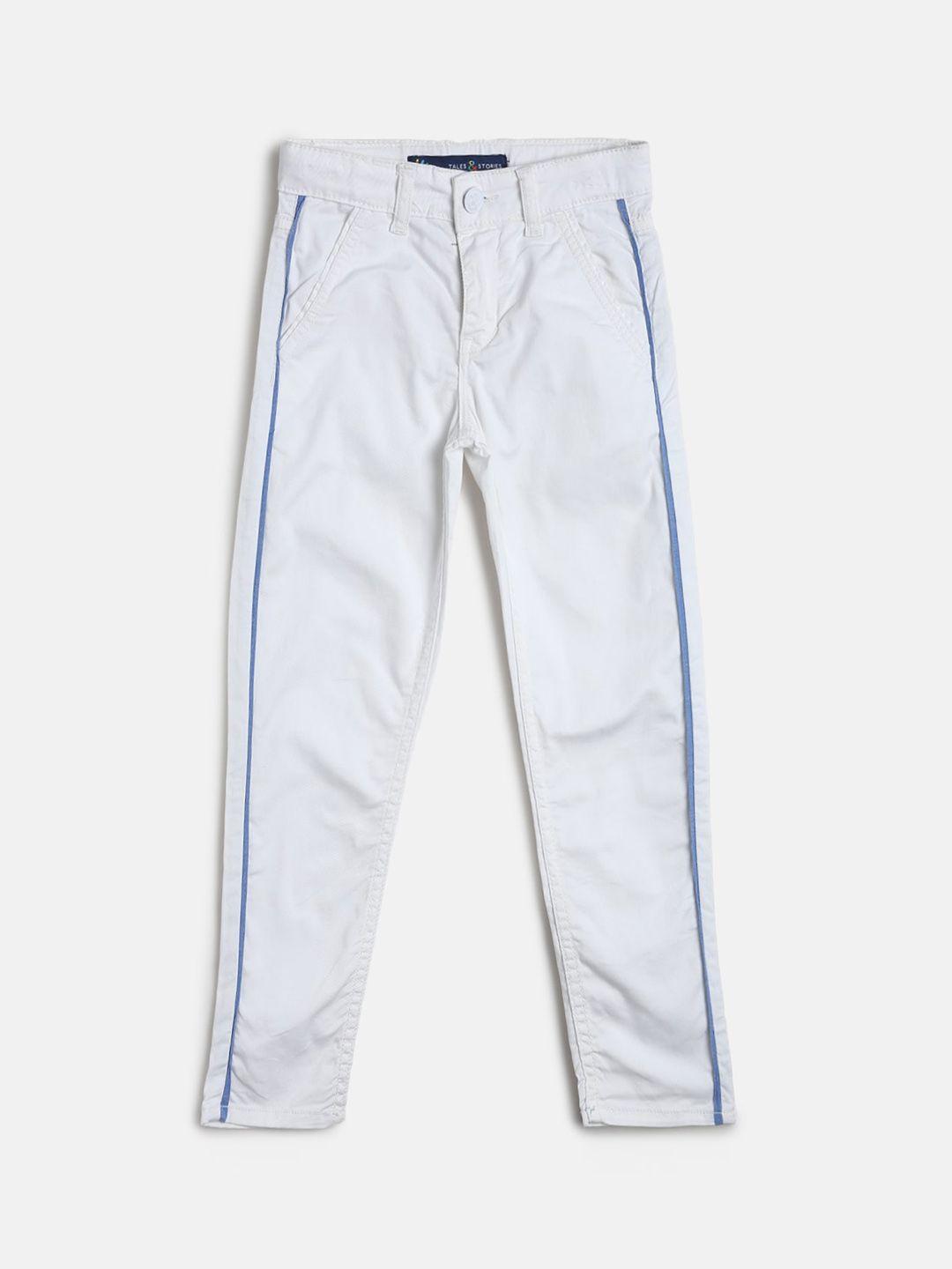 tales & stories boys white slim fit trousers