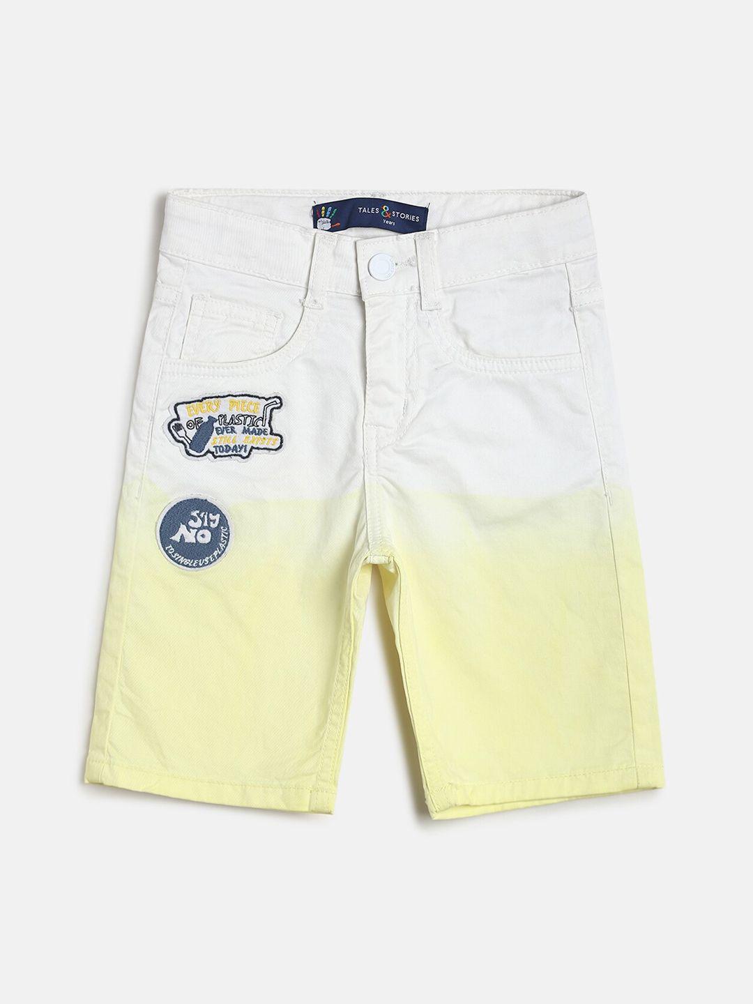tales & stories boys yellow embroidered regular shorts