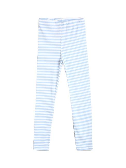 tales & stories kids blue & white striped leggings