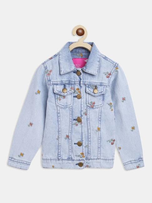 tales & stories kids blue cotton embroidered full sleeves jacket
