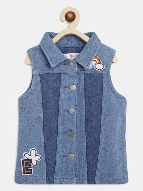 tales & stories kids blue cotton embroidered jacket