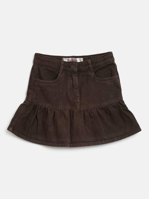 tales & stories kids brown solid skirt
