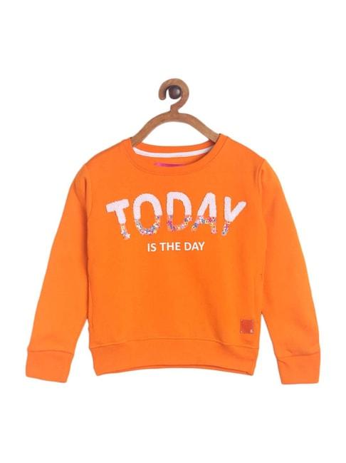 tales & stories kids orange embellished sweatshirt