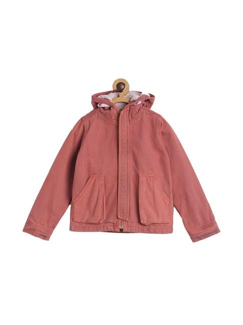 tales & stories kids peach solid hooded jacket