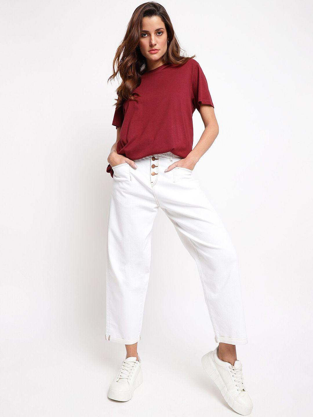tales & stories women white relaxed fit stretchable jeans