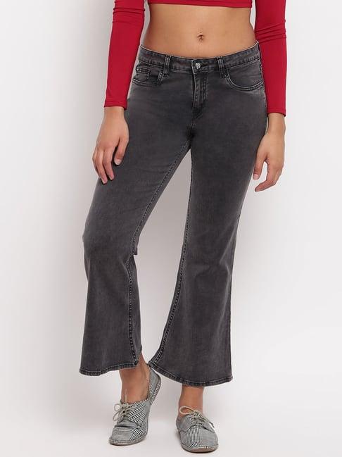 tales & stories black mid rise flared jeans