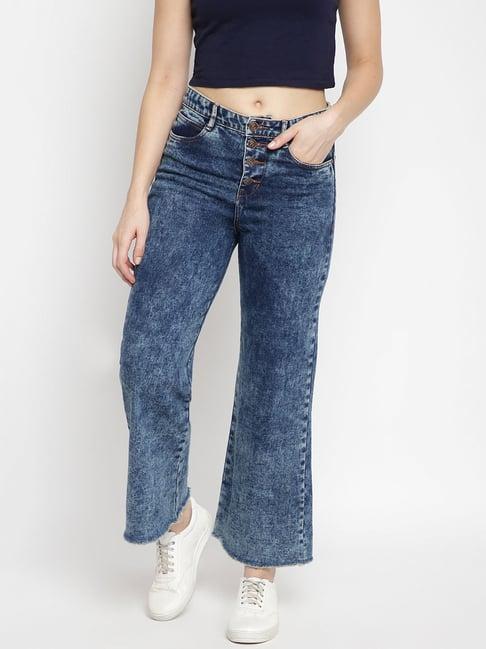 tales & stories blue mid rise flared jeans