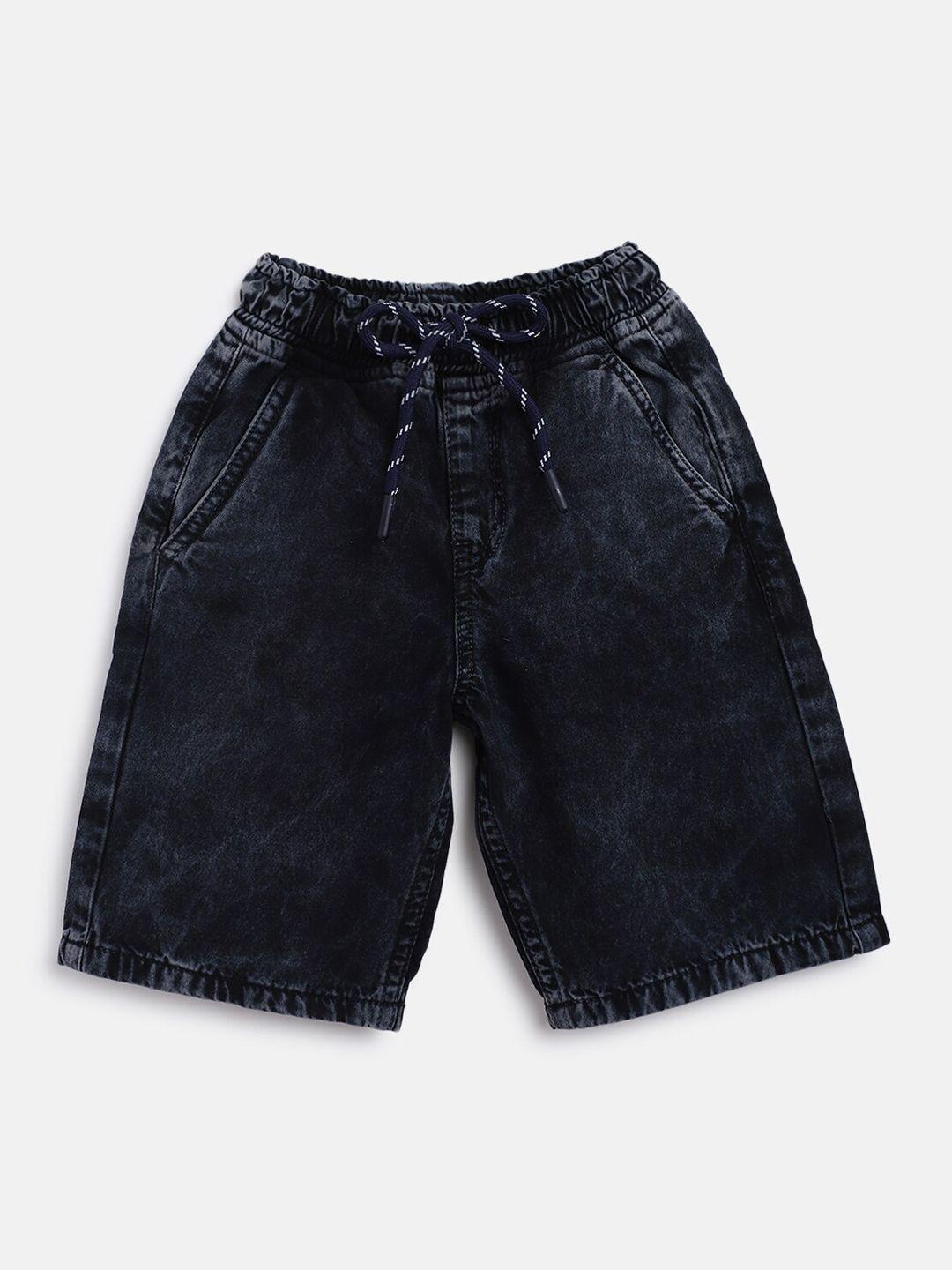 tales & stories boys black outdoor denim cotton shorts