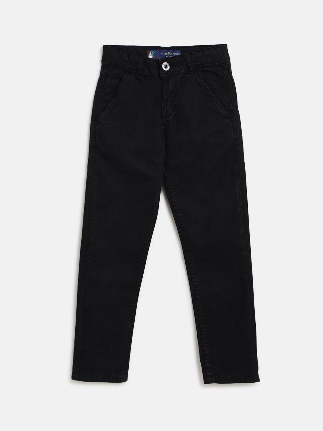 tales & stories boys black slim fit chinos trouser