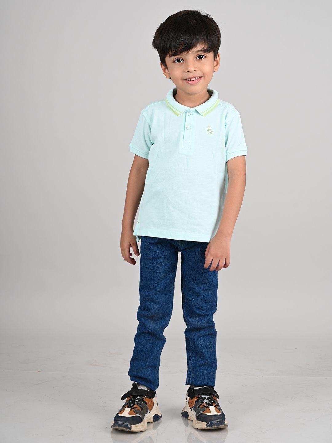 tales & stories boys blue polo collar cotton t-shirt