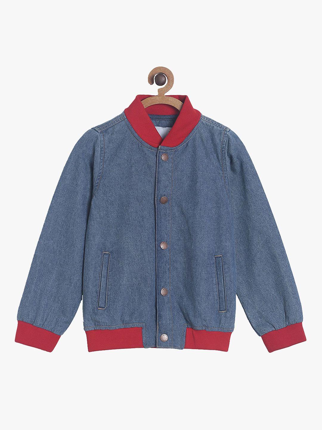 tales & stories boys blue solid pure cotton sporty jacket