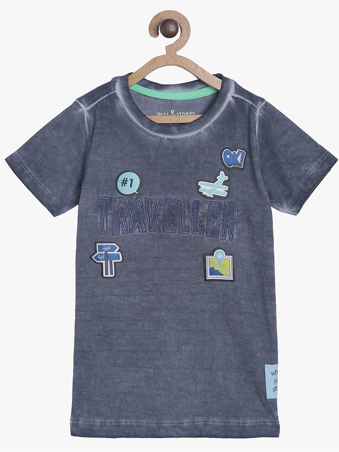 tales & stories boys conversational applique cotton t-shirt