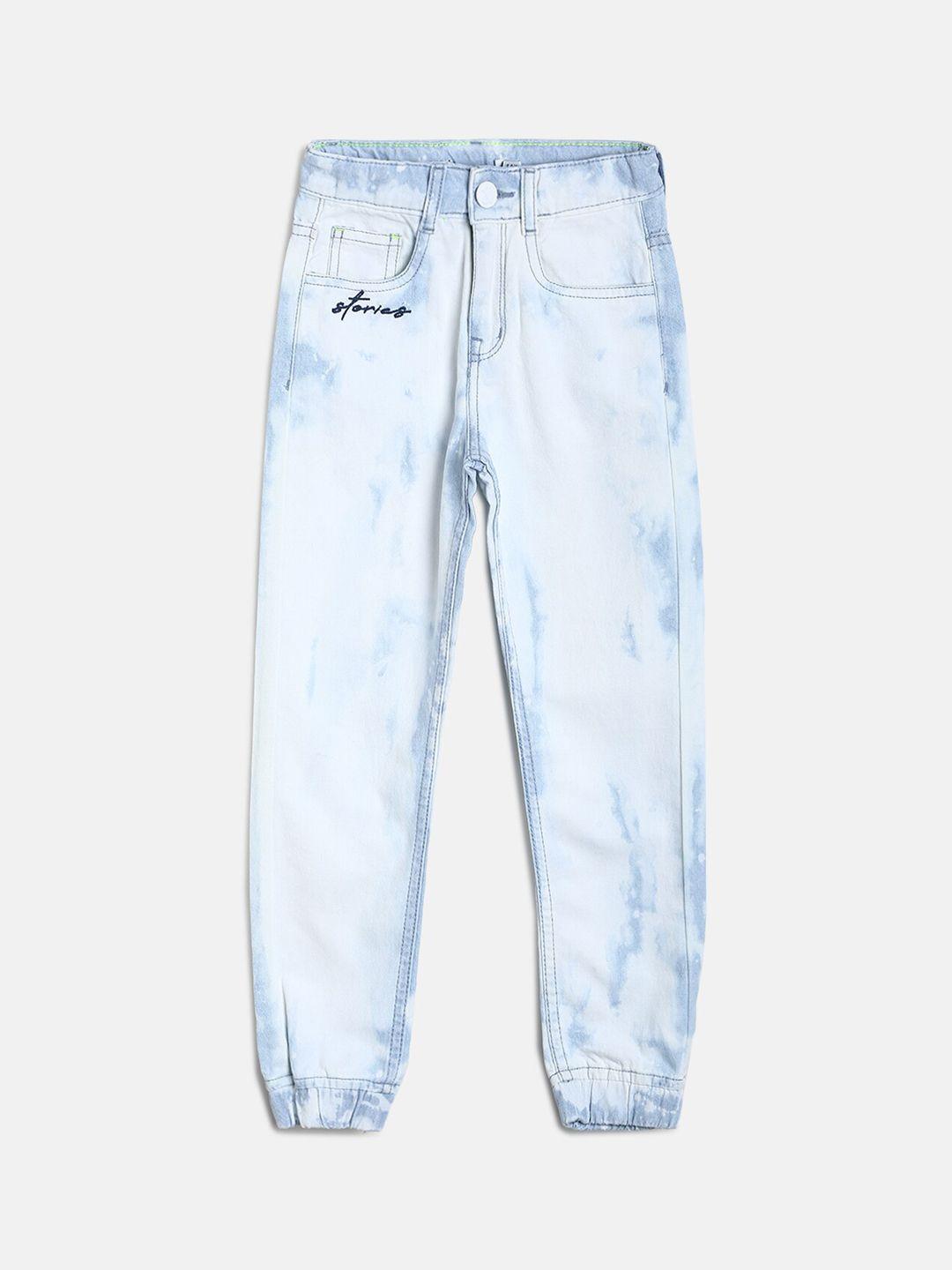 tales & stories boys light blue cotton joggers