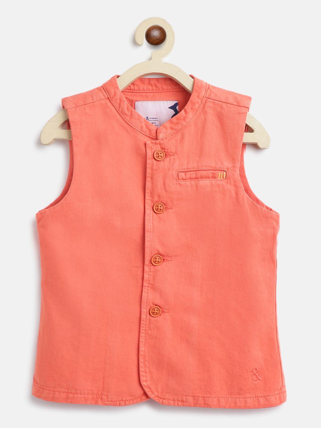 tales & stories boys mandarin collar cotton waistcoat