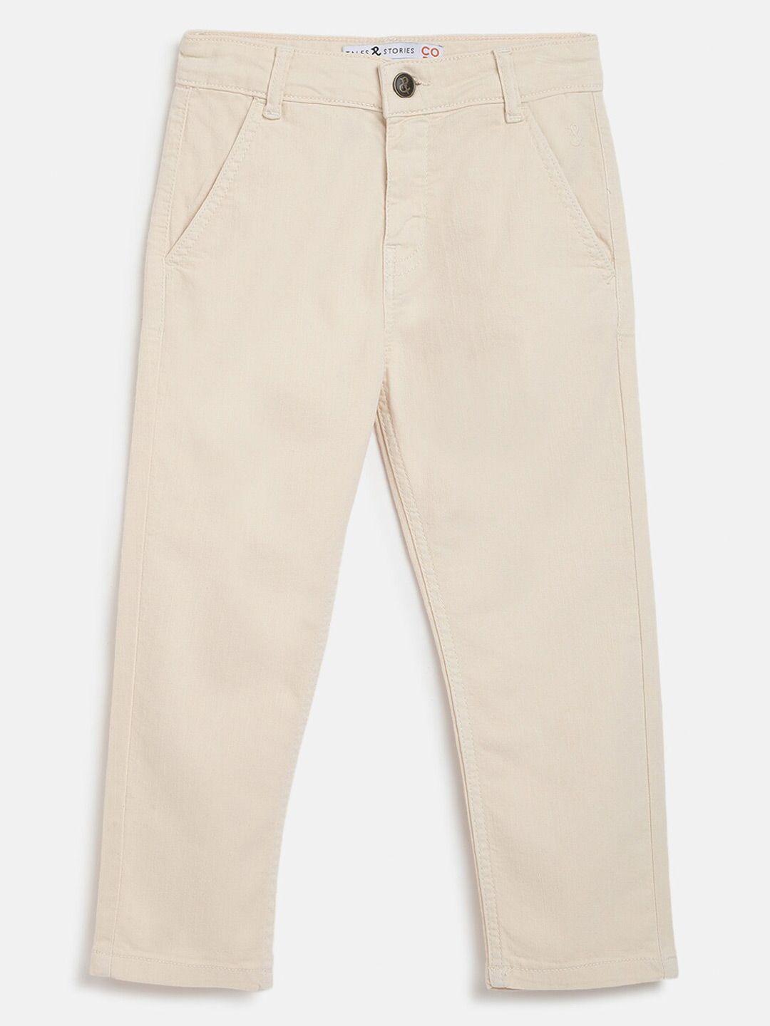 tales & stories boys mid-rise slim fit chinos trousers