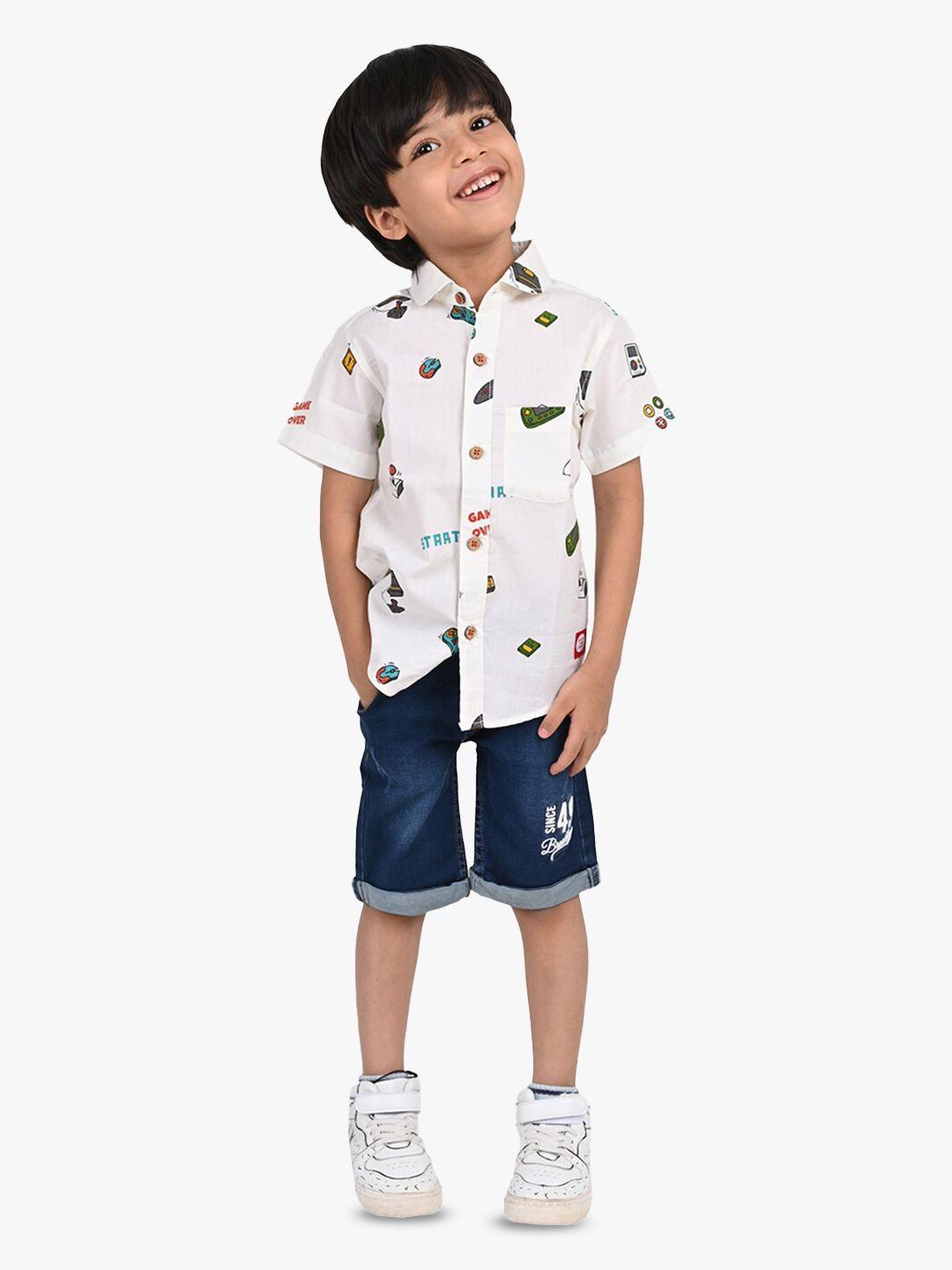 tales & stories boys printed cotton casual shirt