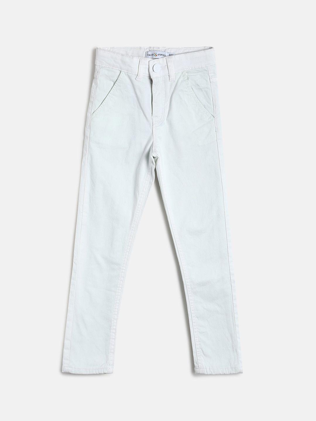 tales & stories boys white slim fit trousers