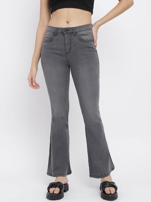 tales & stories grey straight fit mid rise jeans